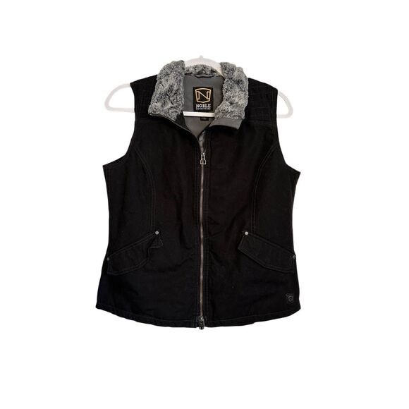 Noble Outfitters Jackets & Blazers - Noble Outfitters Ready Canvas Vest Solid Black with Faux Fur around Neckline Wat